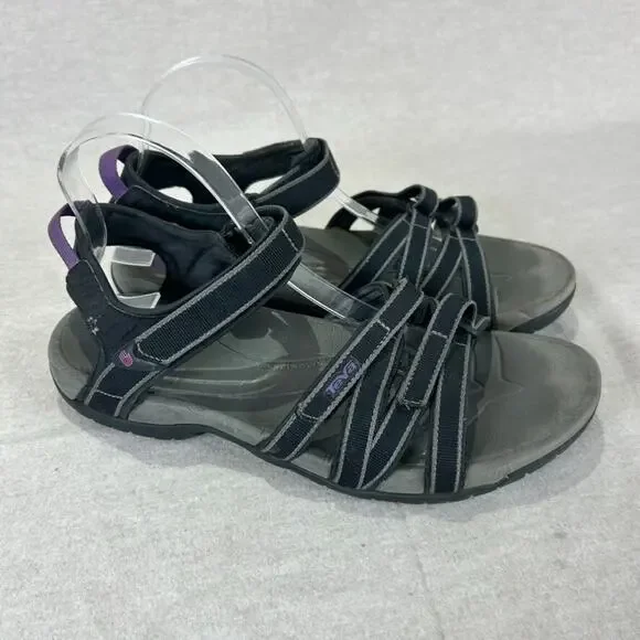 Teva Womens Tirra Strappy Sandals Size 11 Hiking Trails Outdoors Black Gray - Picture 1 of 9